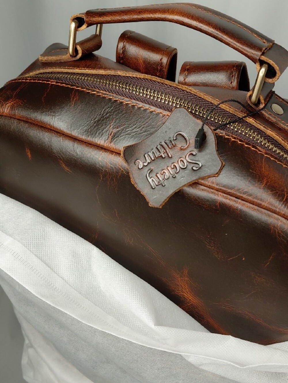 Vintage-Style Brown Leather Backpack for Men - Picture 11 of 11